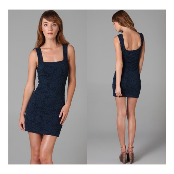 Free People Floral Pucker Black Bodycon Dress NWT - Picture 1 of 8